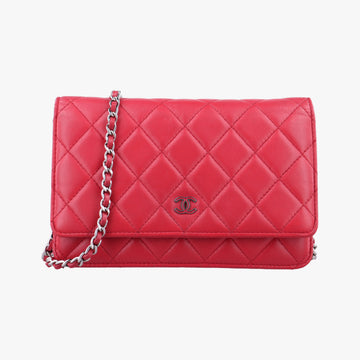 Pre-owned Chanel Matelasse coco mark Red lambskin A33814 shoulderbag | stylenewstar