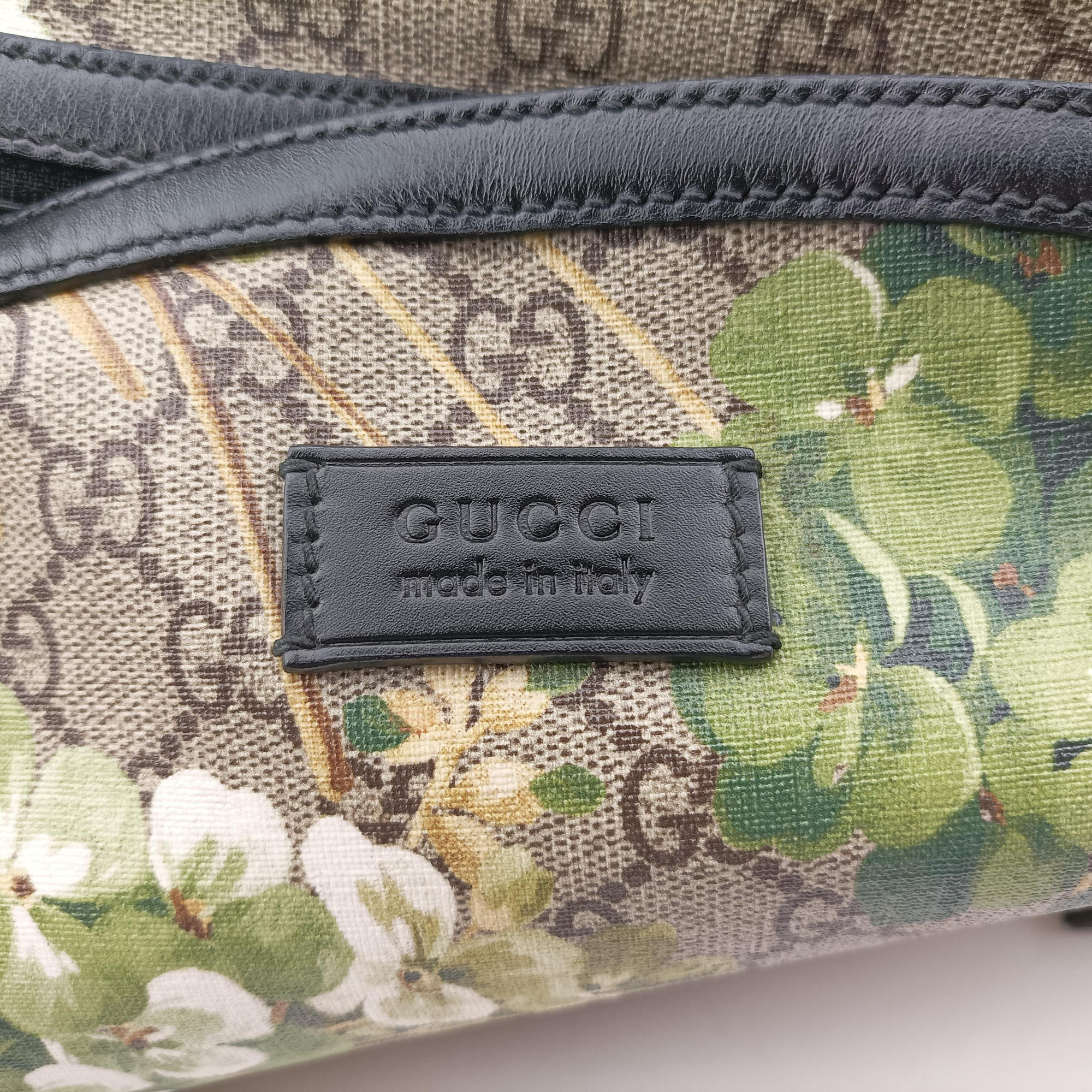 GG Blooms Black×Beige×Multi PVC coated canvas×Leather 406370 H019319991GGブルームス ブラック×ベージュ×マルチ PVCコーティングキャンバス×レザー 406370 H019319991