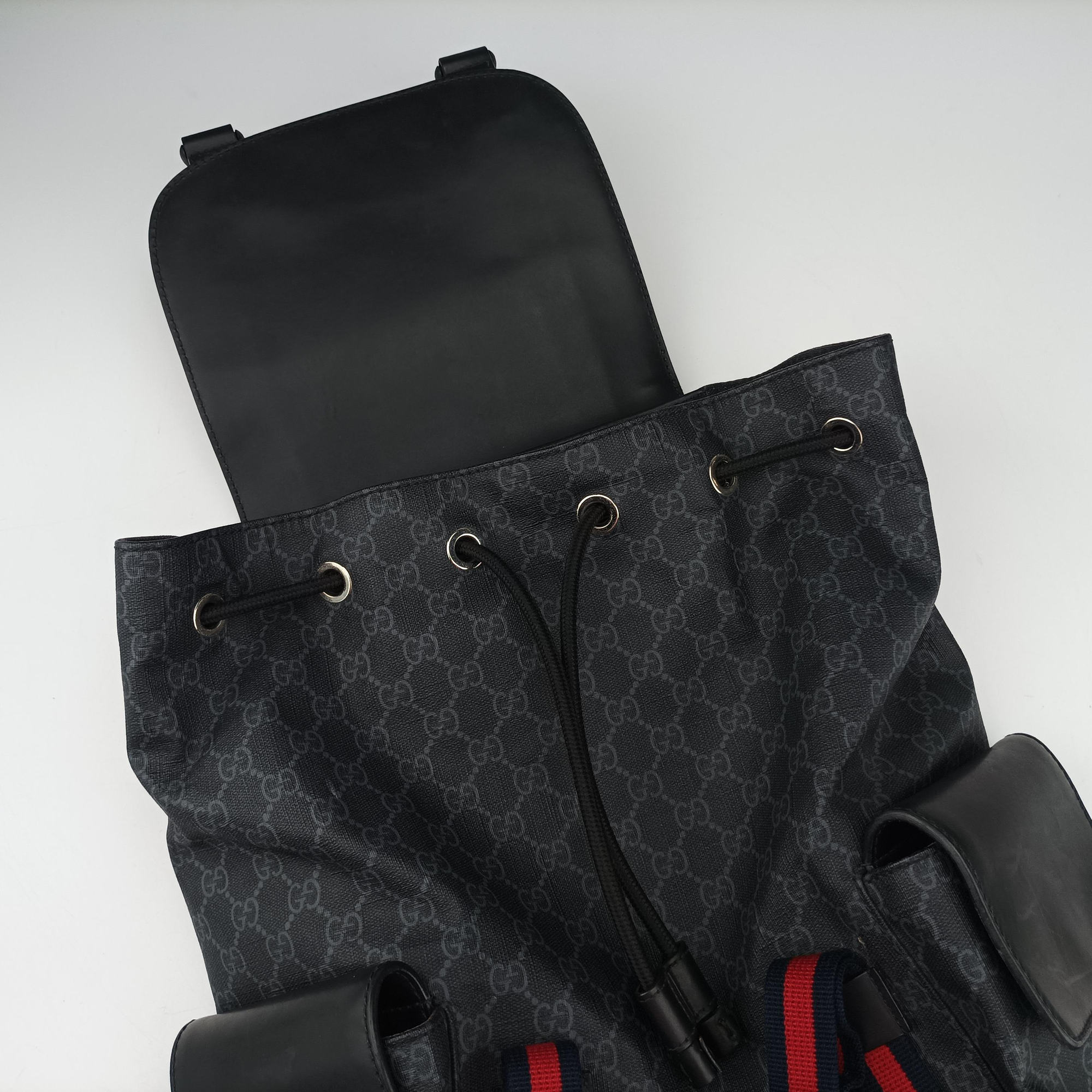 GG Supreme Black x Gray x Navy x Red PVC coated canvas×Leather 495563 E028242430GGスプリーム ブラック×グレー×ネイビー×レッド PVCコーティングキャンバス×レザー 495563 E028242430