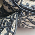 Saddle Navy×grey Jacquard × Leather 03-RU-1108サドル ネイビー×グレー ジャガード×レザー 03-RU-1108