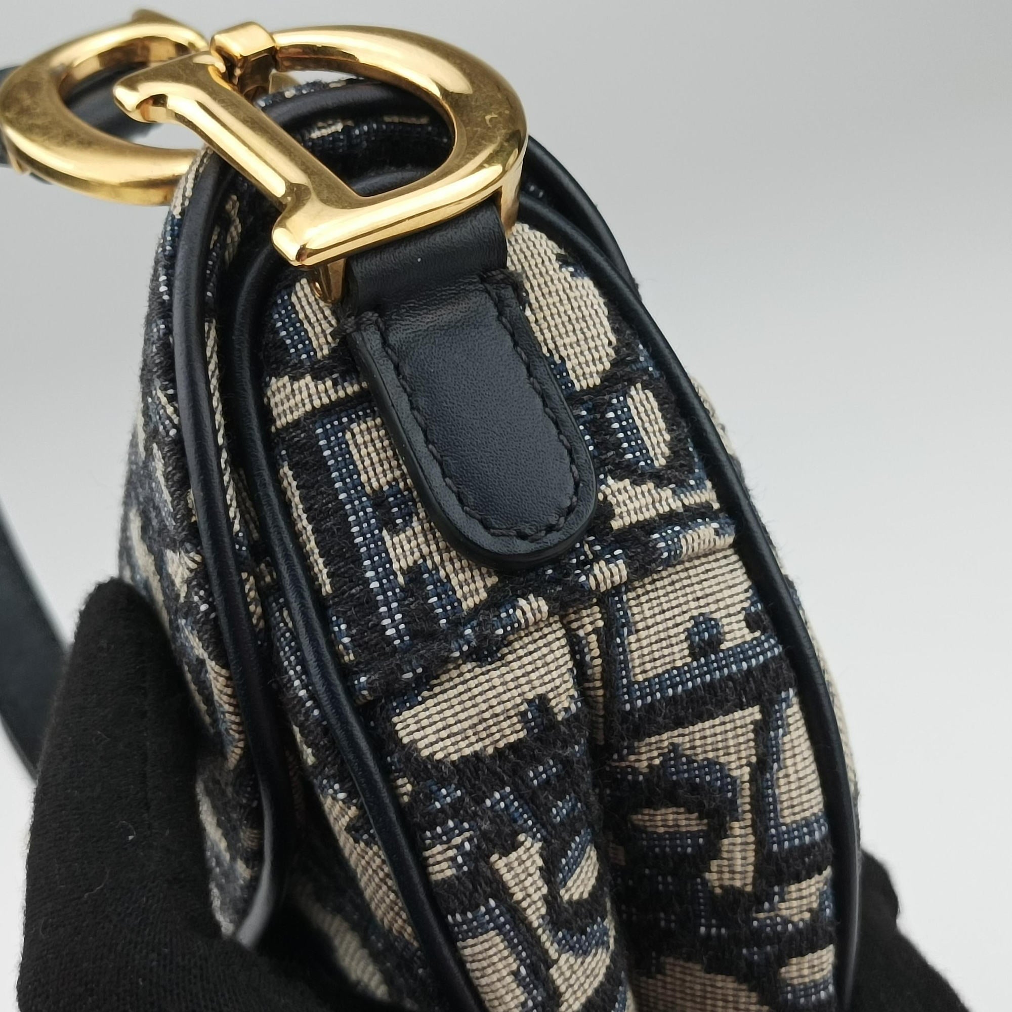 Saddle Navy×grey Jacquard × Leather 03-RU-1108サドル ネイビー×グレー ジャガード×レザー 03-RU-1108