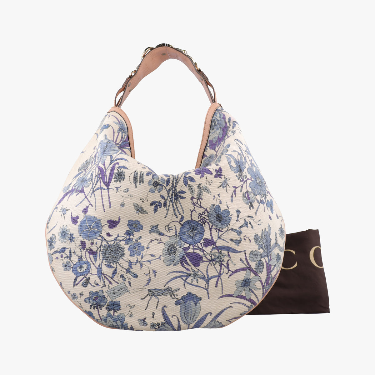 Flora Wave Hobo Blue ×White canvas×leather 170014 A0502006フローラ ウェーブ ホーボー ブルー×ホワイト キャンバス×レザー 170014 A0502006