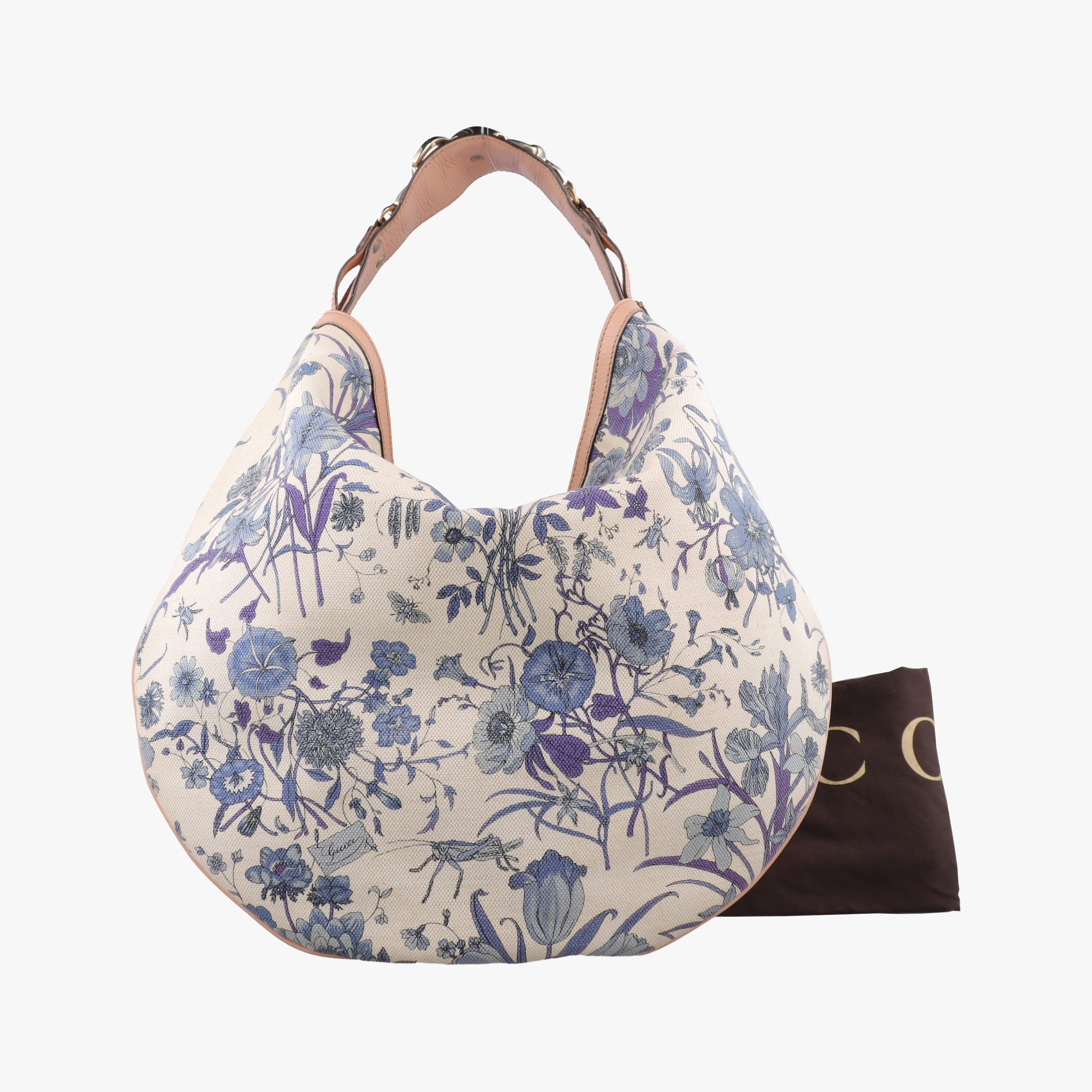 Flora Wave Hobo Blue ×White canvas×leather 170014 A0502006フローラ ウェーブ ホーボー ブルー×ホワイト キャンバス×レザー 170014 A0502006