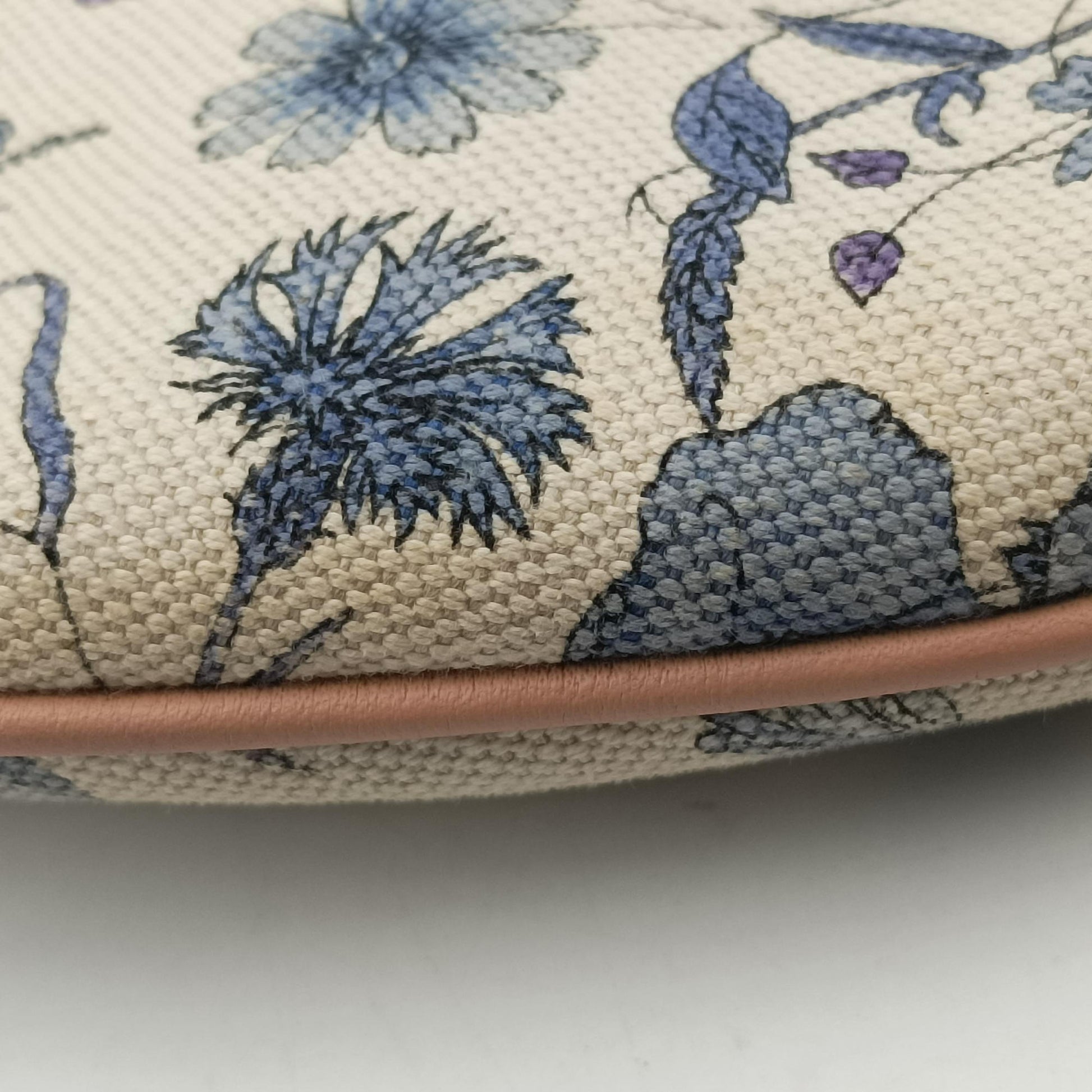 Flora Wave Hobo Blue ×White canvas×leather 170014 A0502006フローラ ウェーブ ホーボー ブルー×ホワイト キャンバス×レザー 170014 A0502006