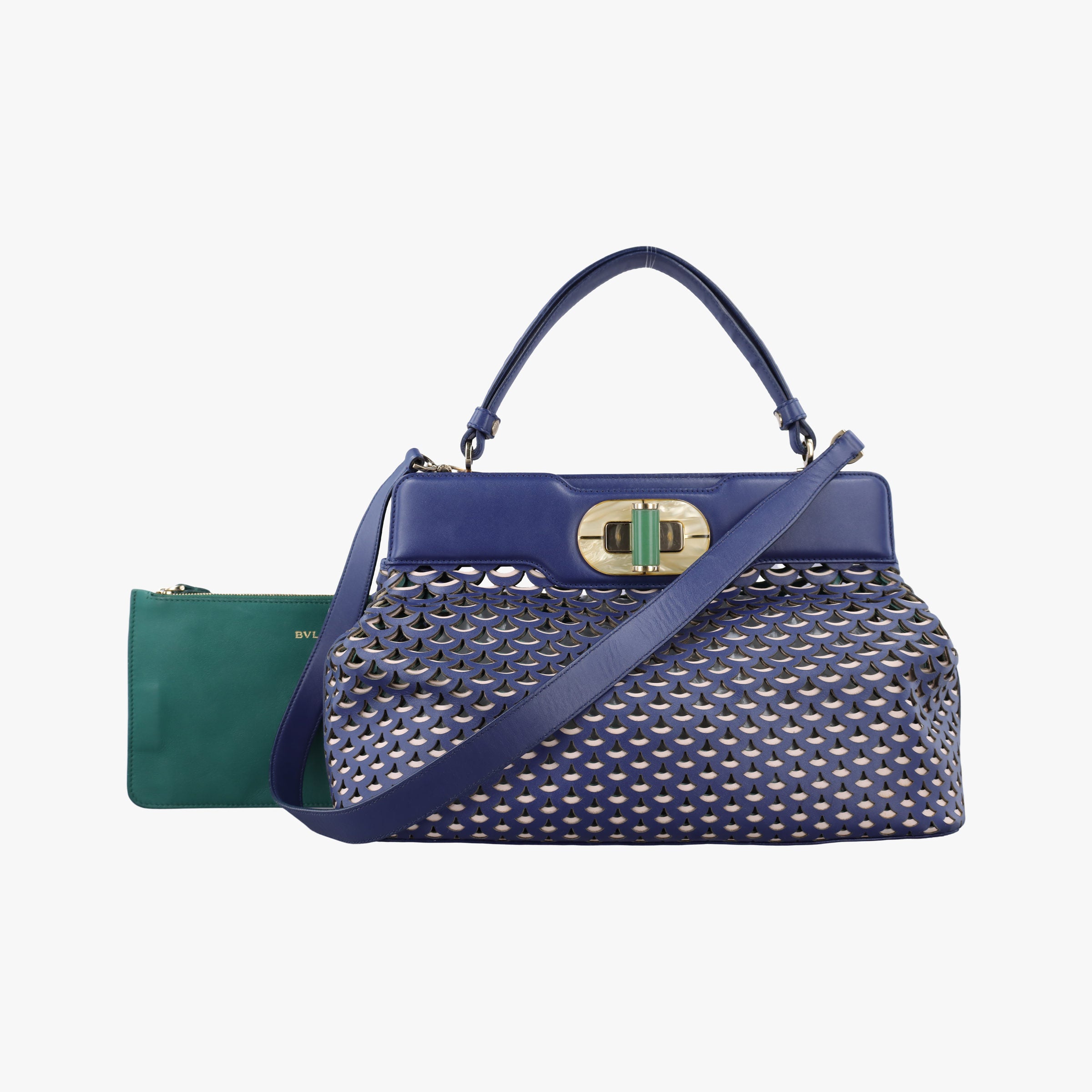 Isabella Rossellini Blue × Green Leather AX.M13.37183イザベラ ロッセリーニ  ブルー × グリーン レザー AX.M13.37183