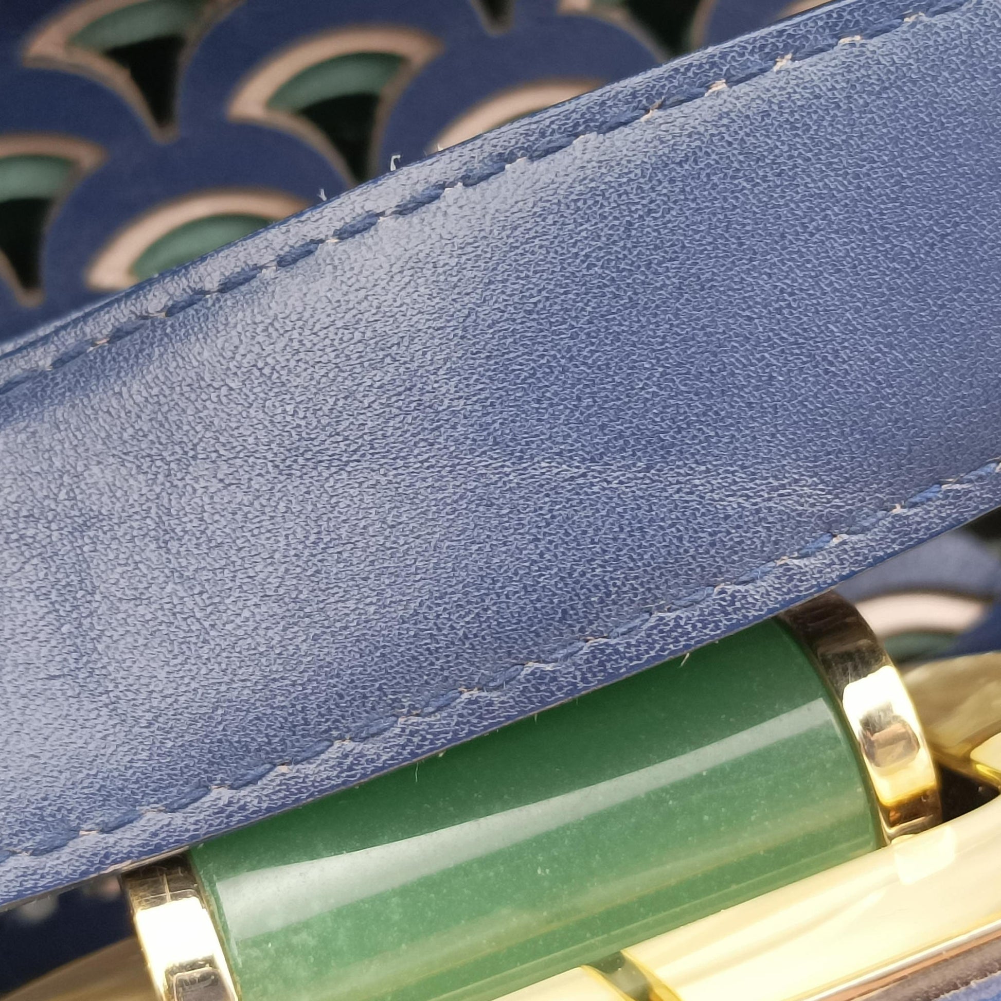 Isabella Rossellini Blue × Green Leather AX.M13.37183イザベラ ロッセリーニ  ブルー × グリーン レザー AX.M13.37183