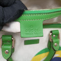 GG Flag Joy Boston White × Green × Yellow × Blue PVC Coated Canvas × Leather  195451 G012583045GGフラッグ ジョイ ボストン ホワイト × グリーン × イエロー × ブルー PVCコーティングキャンバス × レザー 195451 G012583045