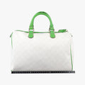GG Flag Joy Boston White × Green × Yellow × Blue PVC Coated Canvas × Leather  195451 G012583045GGフラッグ ジョイ ボストン ホワイト × グリーン × イエロー × ブルー PVCコーティングキャンバス × レザー 195451 G012583045