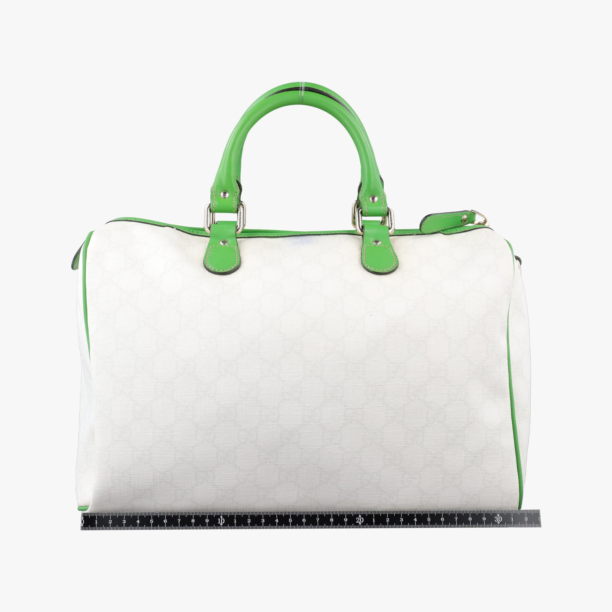 GG Flag Joy Boston White × Green × Yellow × Blue PVC Coated Canvas × Leather  195451 G012583045GGフラッグ ジョイ ボストン ホワイト × グリーン × イエロー × ブルー PVCコーティングキャンバス × レザー 195451 G012583045