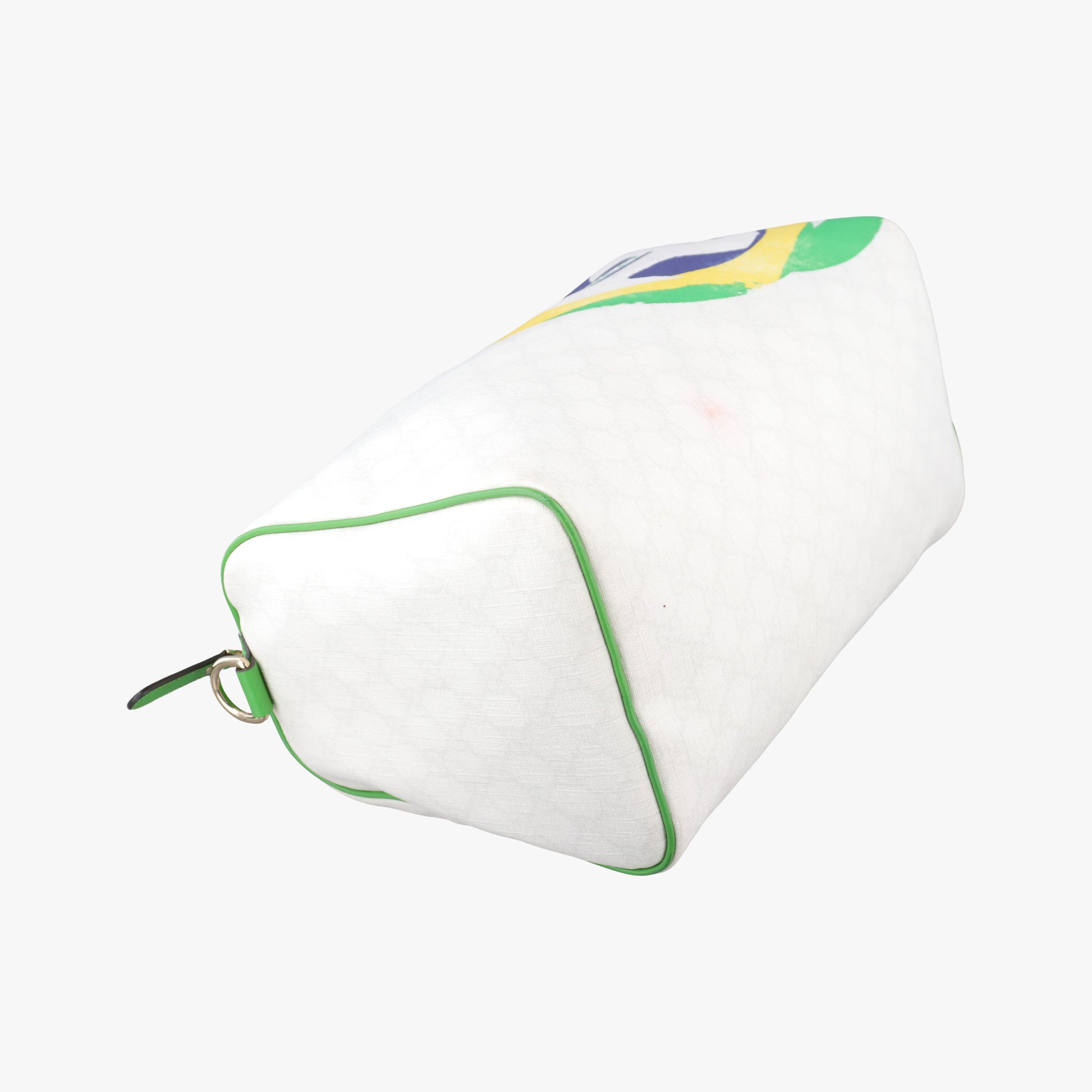 GG Flag Joy Boston White × Green × Yellow × Blue PVC Coated Canvas × Leather  195451 G012583045GGフラッグ ジョイ ボストン ホワイト × グリーン × イエロー × ブルー PVCコーティングキャンバス × レザー 195451 G012583045
