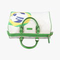 GG Flag Joy Boston White × Green × Yellow × Blue PVC Coated Canvas × Leather  195451 G012583045GGフラッグ ジョイ ボストン ホワイト × グリーン × イエロー × ブルー PVCコーティングキャンバス × レザー 195451 G012583045