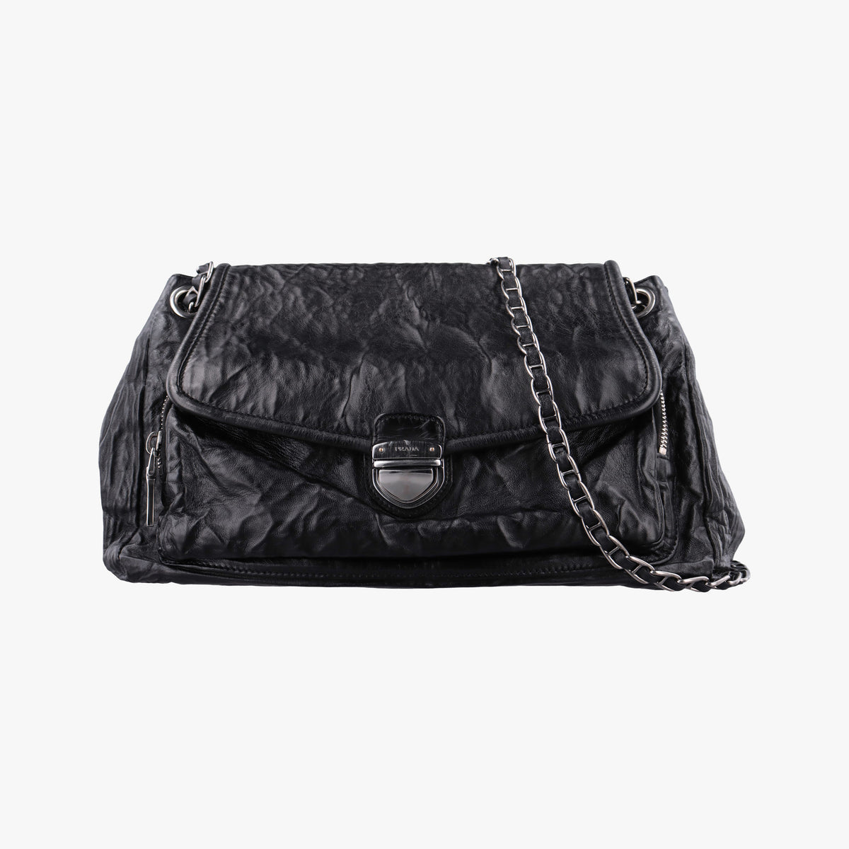 Antique Pushlock Chain Black Leather 31/Jアンティーク プッシュロック チェーン ブラック レザー 31/J