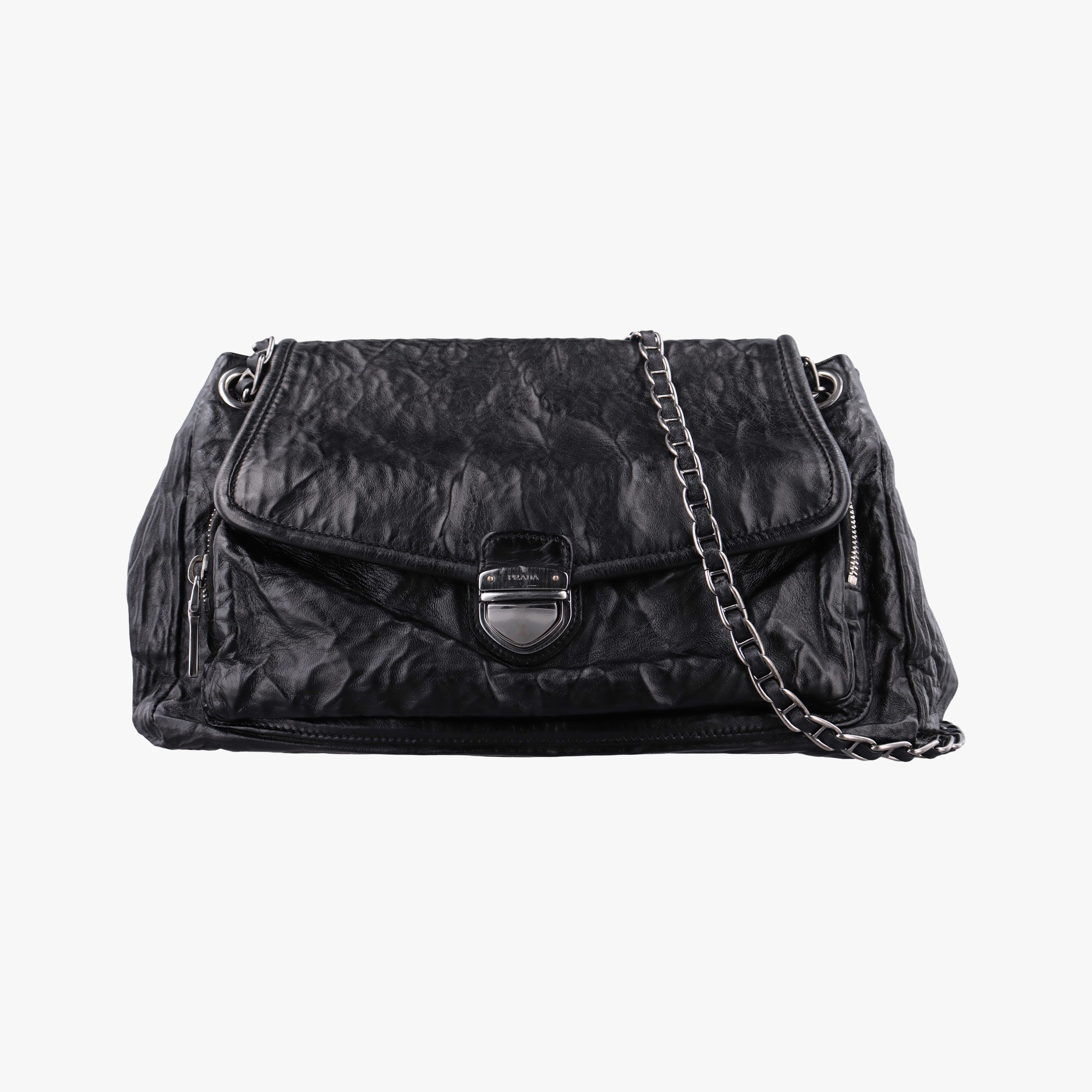Antique Pushlock Chain Black Leather 31/Jアンティーク プッシュロック チェーン ブラック レザー 31/J