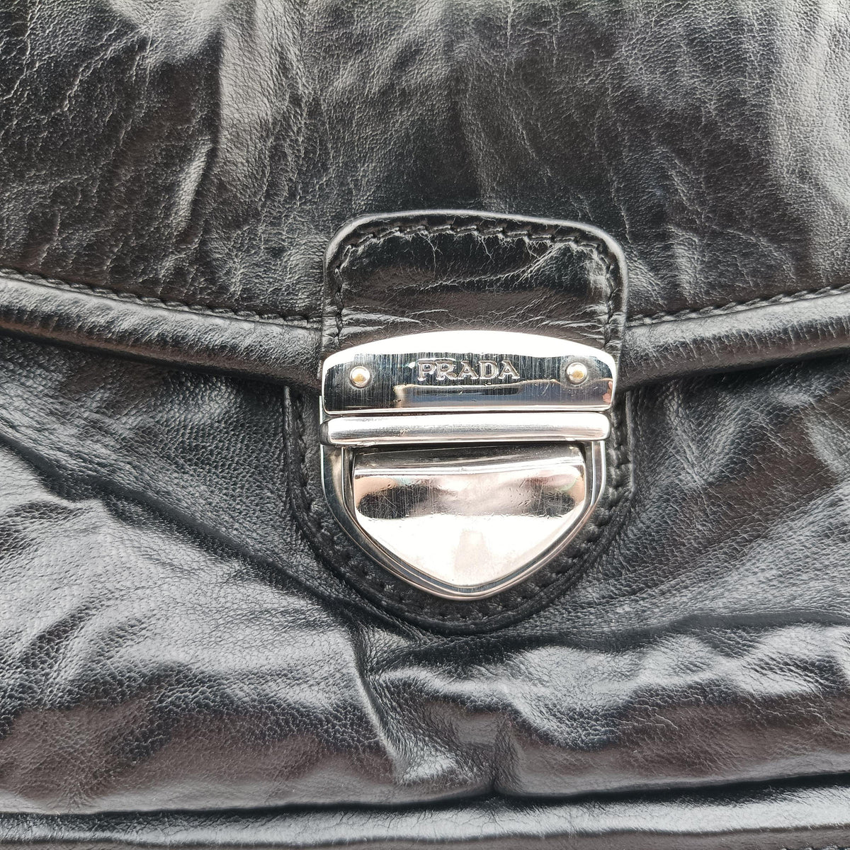 Antique Pushlock Chain Black Leather 31/Jアンティーク プッシュロック チェーン ブラック レザー 31/J