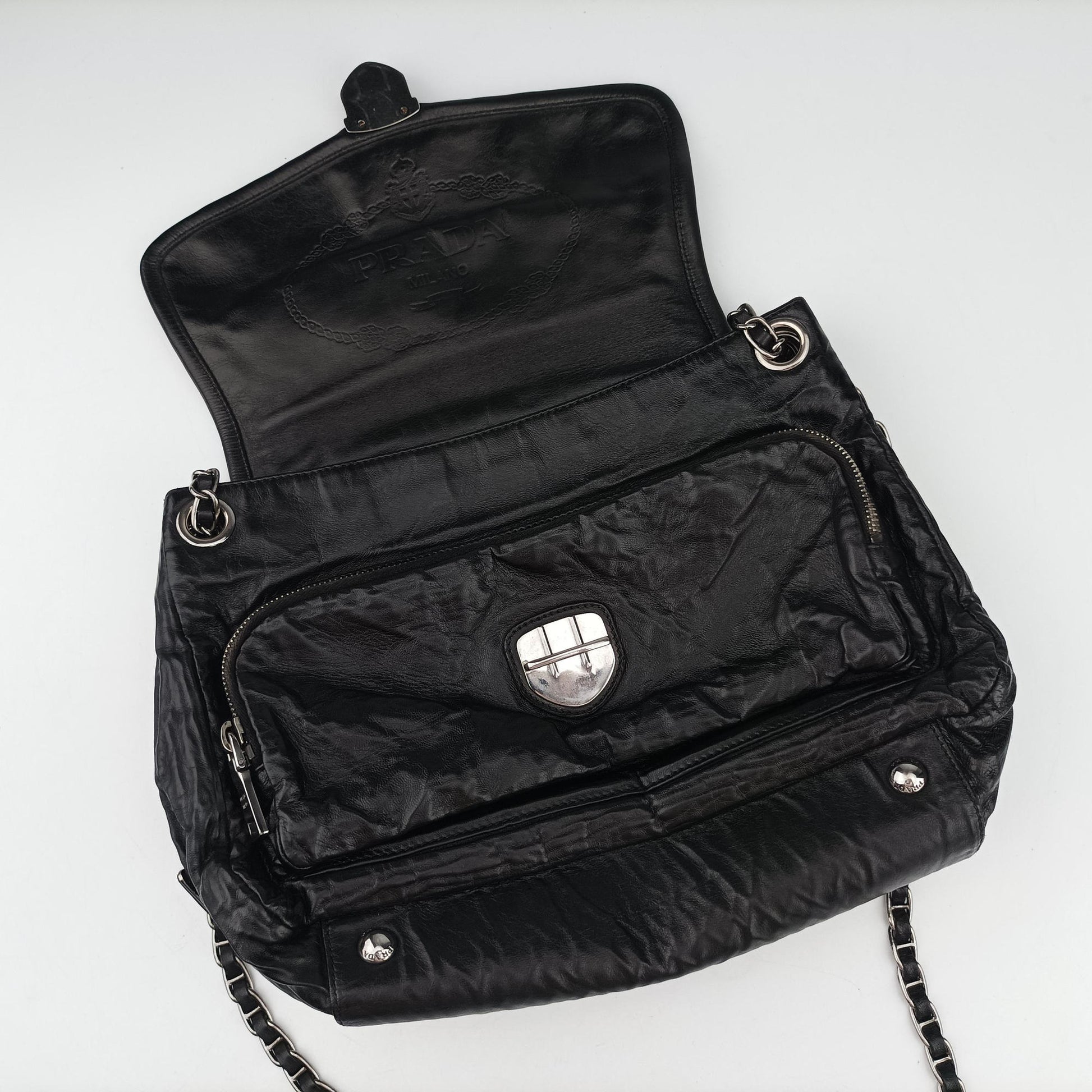 Antique Pushlock Chain Black Leather 31/Jアンティーク プッシュロック チェーン ブラック レザー 31/J