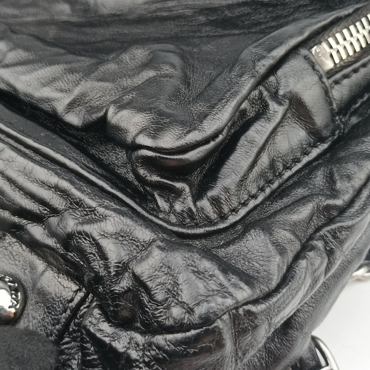 Antique Pushlock Chain Black Leather 31/Jアンティーク プッシュロック チェーン ブラック レザー 31/J