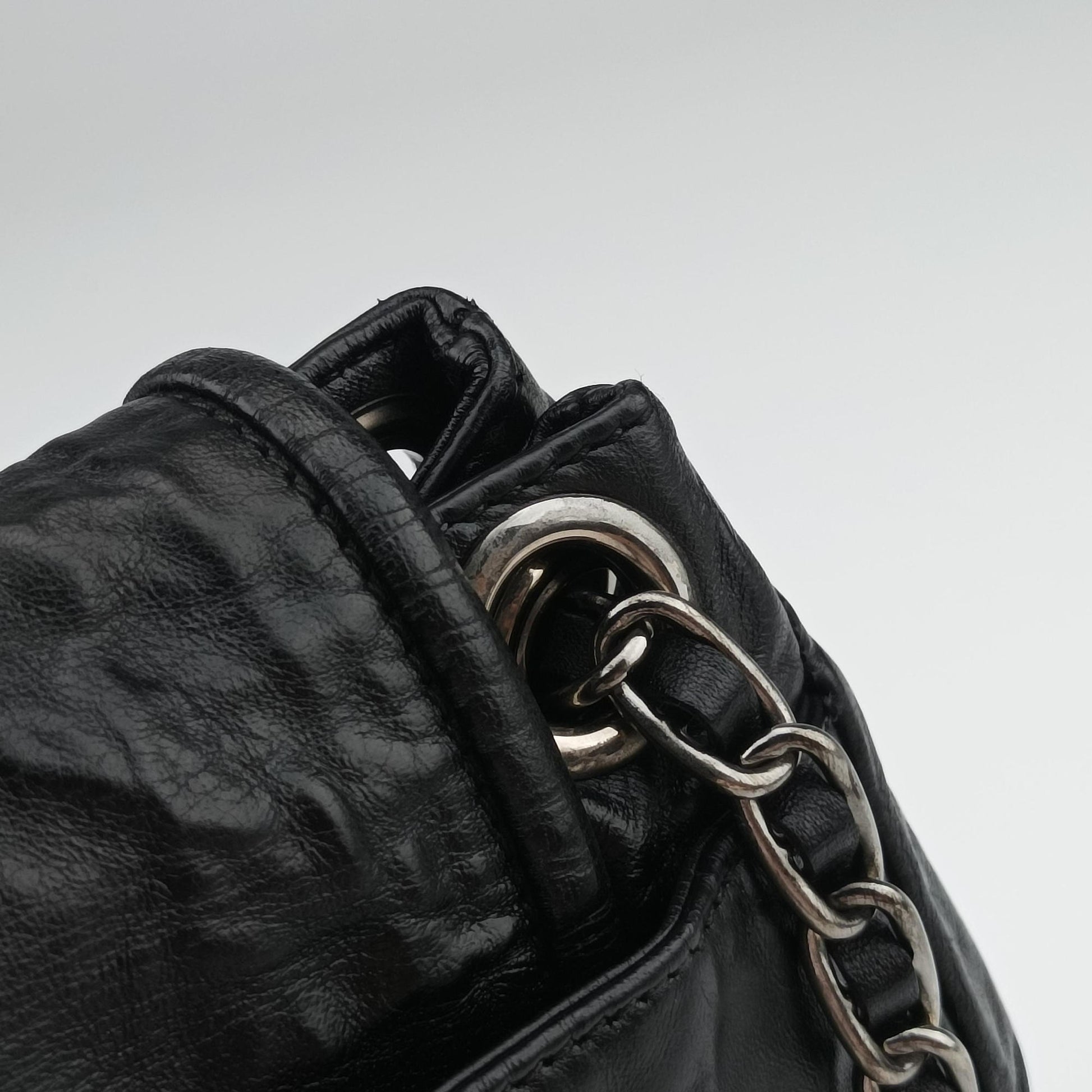 Antique Pushlock Chain Black Leather 31/Jアンティーク プッシュロック チェーン ブラック レザー 31/J
