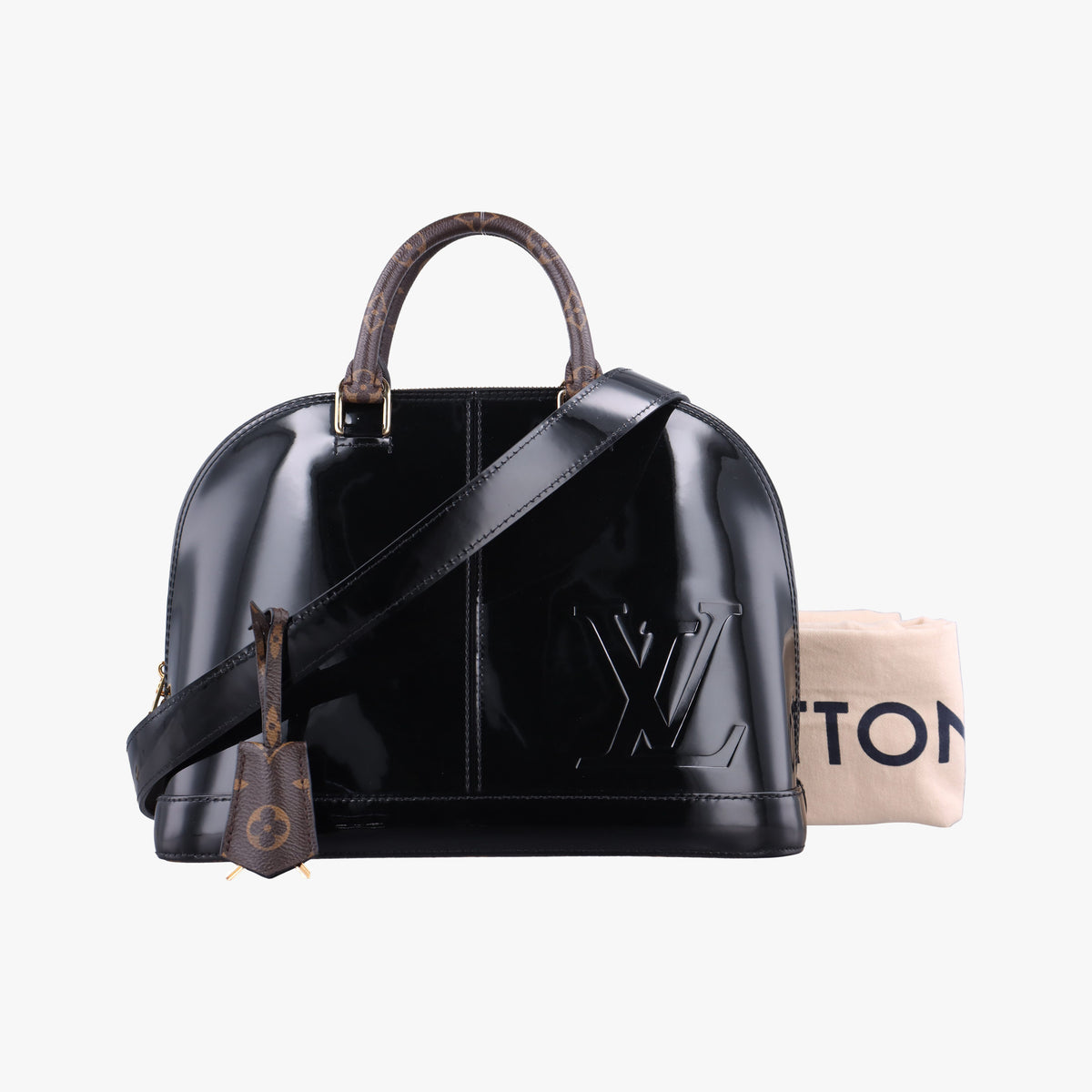 Pre-owned Louis Vuitton Miroir Alma PM BLACK Vernis M54705 shoulderbag | stylenewstar