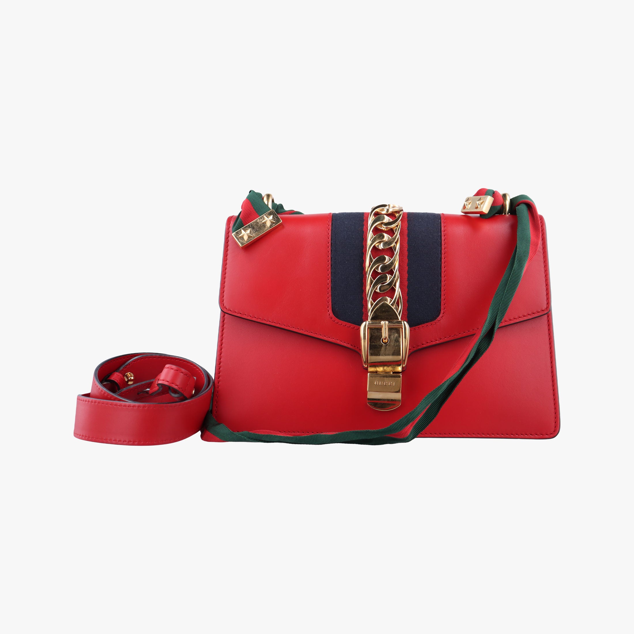 Sylvie Red×navy Leather 421882 F026260568シルヴィ レッド×ネイビー レザー 421882 F026260568
