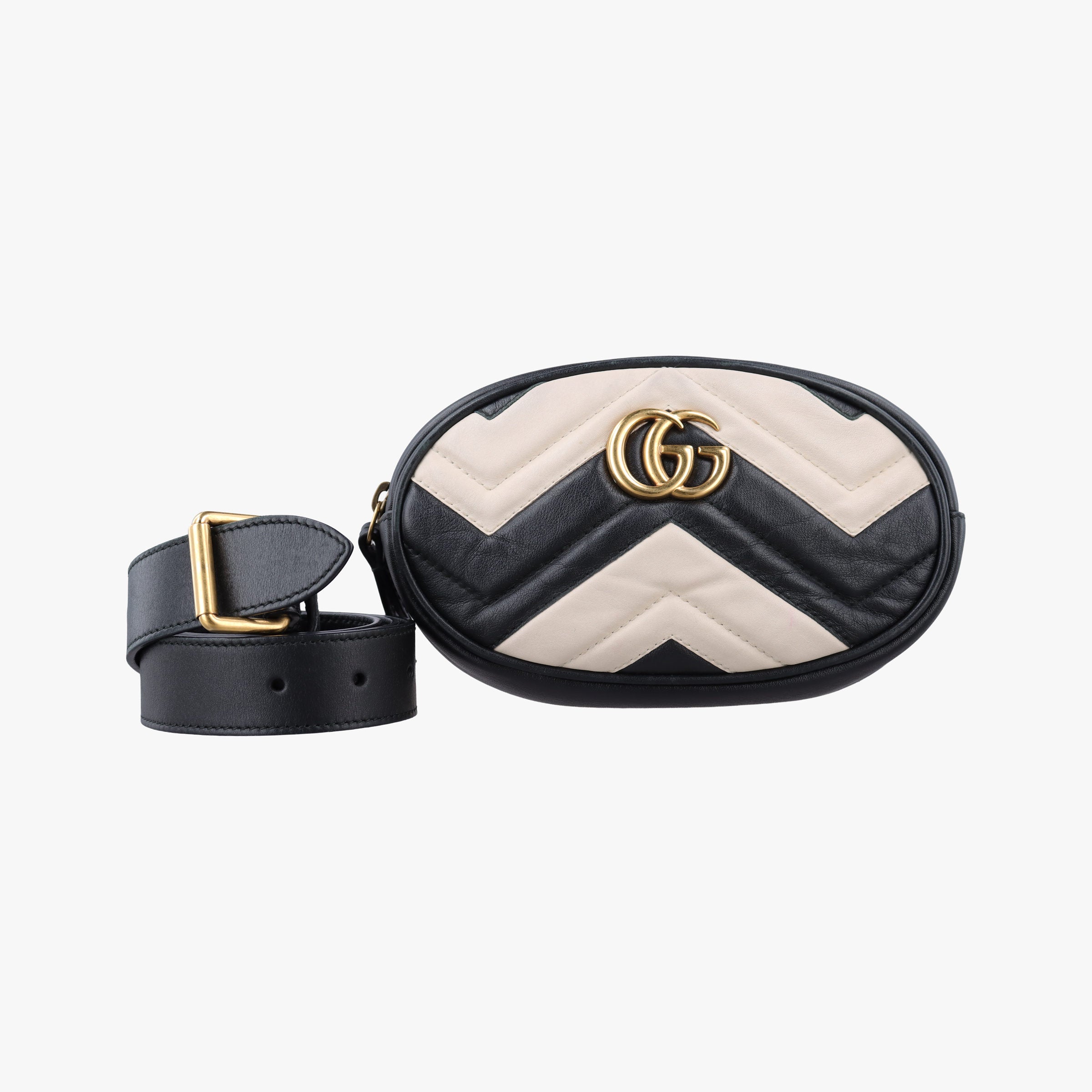 GG Marmont Black×white Leather 476434 E022011337GGマーモント ブラック×ホワイト レザー 476434 E022011337