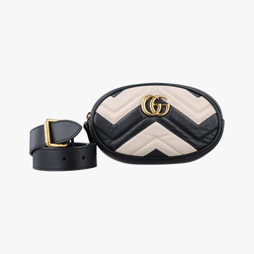 GG Marmont Black×white Leather 476434 E022011337GGマーモント ブラック×ホワイト レザー 476434 E022011337