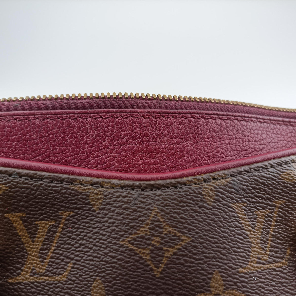 Pre-owned Louis Vuitton PALLAS brown×RAISIN Monogram Canvas×calf leather M41599 shoulderbag | stylenewstar