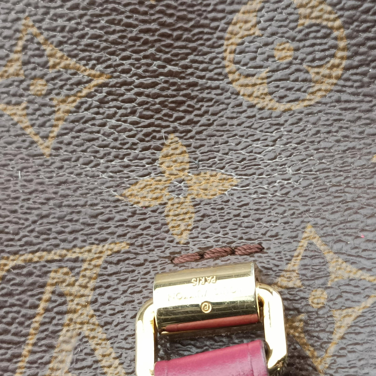 Pre-owned Louis Vuitton PALLAS brown×RAISIN Monogram Canvas×calf leather M41599 shoulderbag | stylenewstar