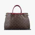 Pre-owned Louis Vuitton PALLAS brown×RAISIN Monogram Canvas×calf leather M41599 shoulderbag | stylenewstar