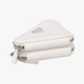 Triangle Logo Plate White SAFFIANO Leather 1NR015 234トライアングルロゴ ホワイト サフィアーノレザー 1NR015 234