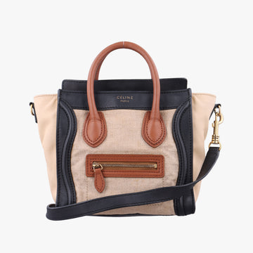 luggage nano shopper Ivory×black×brown Canvas×leather S-SA-1110 S-PA-0111ラゲージナノショッパー アイボリー×ブラック×ブラウン キャンバス x レザー S-SA-1110 S-PA-0111