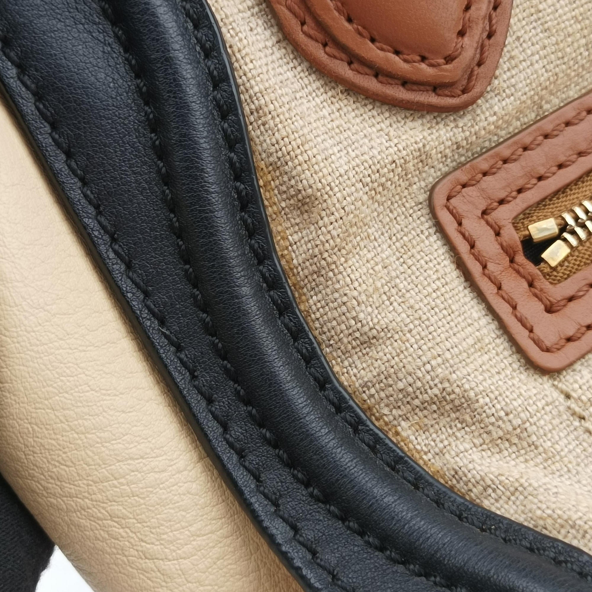 luggage nano shopper Ivory×black×brown Canvas×leather S-SA-1110 S-PA-0111ラゲージナノショッパー アイボリー×ブラック×ブラウン キャンバス x レザー S-SA-1110 S-PA-0111