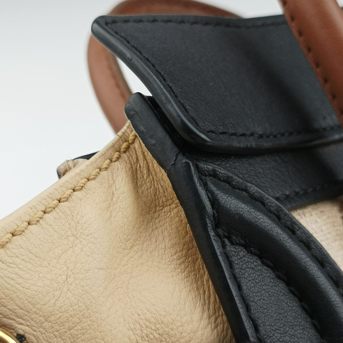 luggage nano shopper Ivory×black×brown Canvas×leather S-SA-1110 S-PA-0111ラゲージナノショッパー アイボリー×ブラック×ブラウン キャンバス x レザー S-SA-1110 S-PA-0111