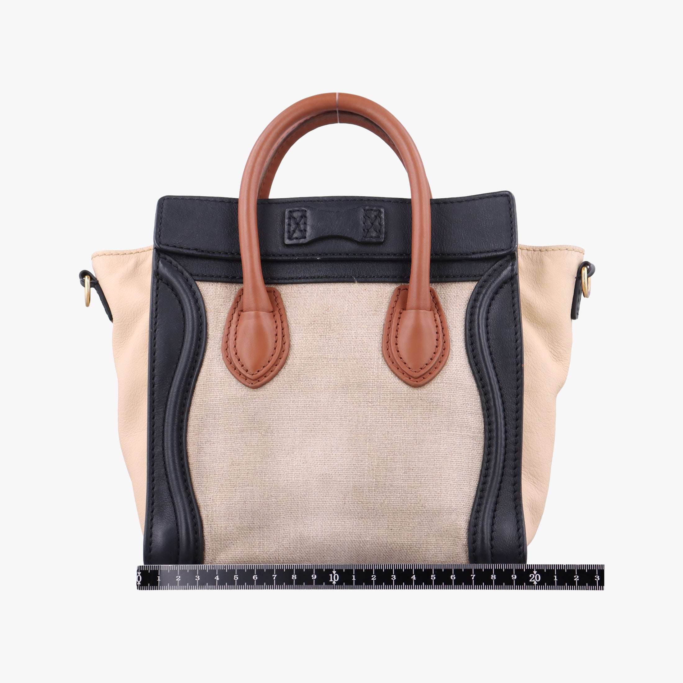 luggage nano shopper Ivory×black×brown Canvas×leather S-SA-1110 S-PA-0111ラゲージナノショッパー アイボリー×ブラック×ブラウン キャンバス x レザー S-SA-1110 S-PA-0111