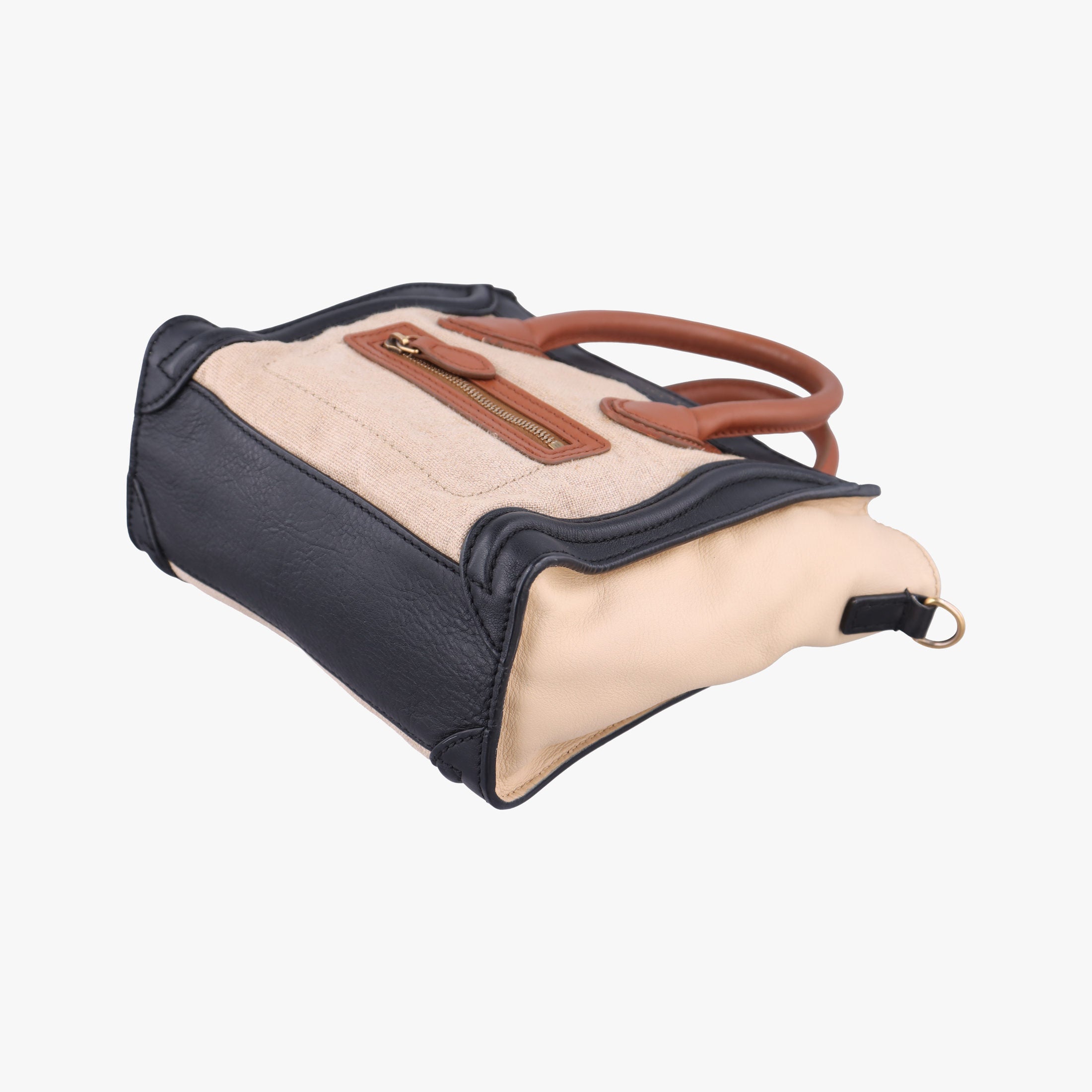luggage nano shopper Ivory×black×brown Canvas×leather S-SA-1110 S-PA-0111ラゲージナノショッパー アイボリー×ブラック×ブラウン キャンバス x レザー S-SA-1110 S-PA-0111