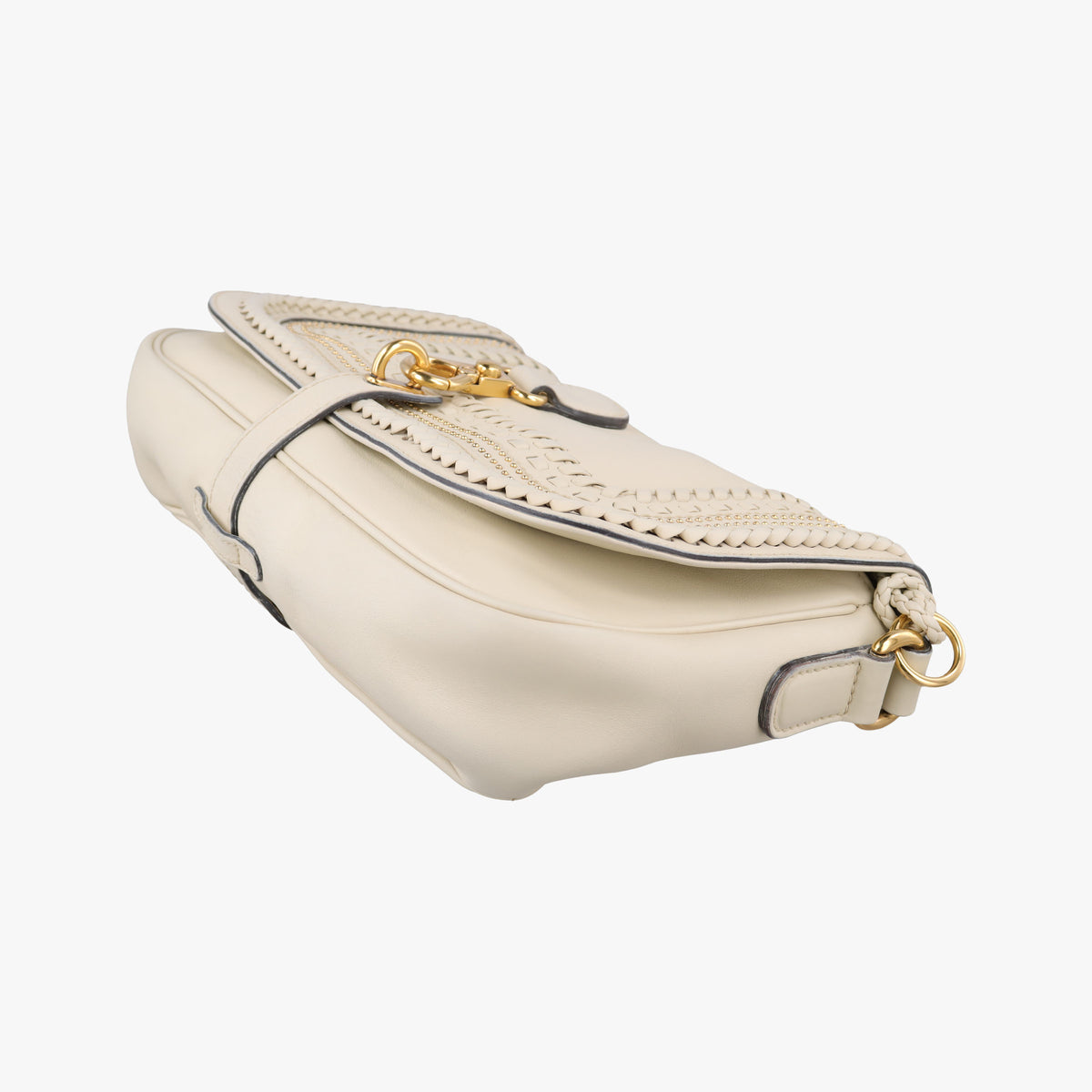 Pre-owned Gucci Tassel Handmade Medium Flap White Leather 263954 shoulderbag | stylenewstar