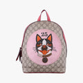 Pre-owned Gucci GG Supreme Bosco dog print beige×Multicolour PVC coated canvas×Leather 495621 backpack/rucksack | stylenewstar