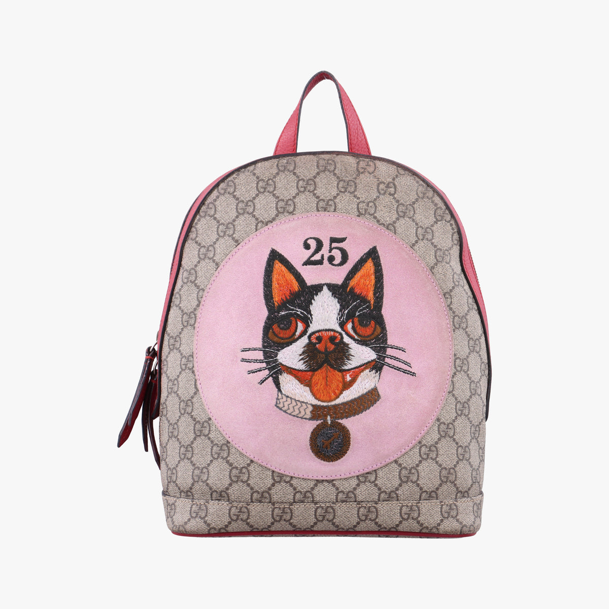 Pre-owned Gucci GG Supreme Bosco dog print beige×Multicolour PVC coated canvas×Leather 495621 backpack/rucksack | stylenewstar