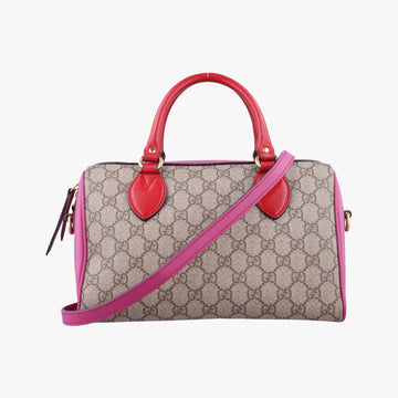 GG SUPREME beige×red×pink PVC coated canvas×Leather 409529 I019122646GGスプリーム ベージュ×レッド×ピンク PVCコーティングキャンバス×レザー 409529 I019122646