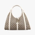 Pre-owned Gucci New Jackie Brown×White PVC coated canvas×Leather 203494 handbag | stylenewstar