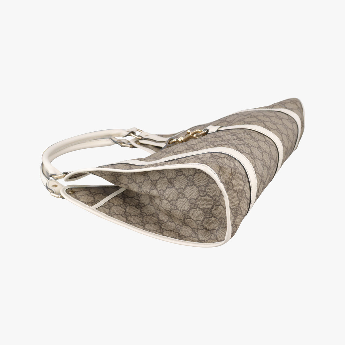 Pre-owned Gucci New Jackie Brown×White PVC coated canvas×Leather 203494 handbag | stylenewstar