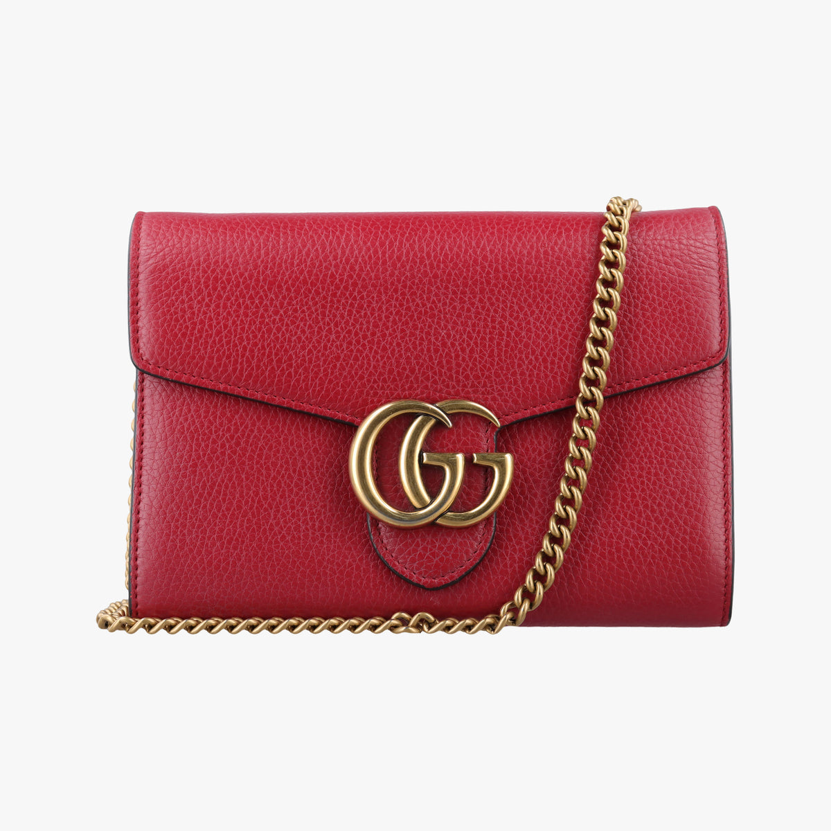 Pre-owned Gucci GG Marmont Red Leather 401232 shoulderbag | stylenewstar