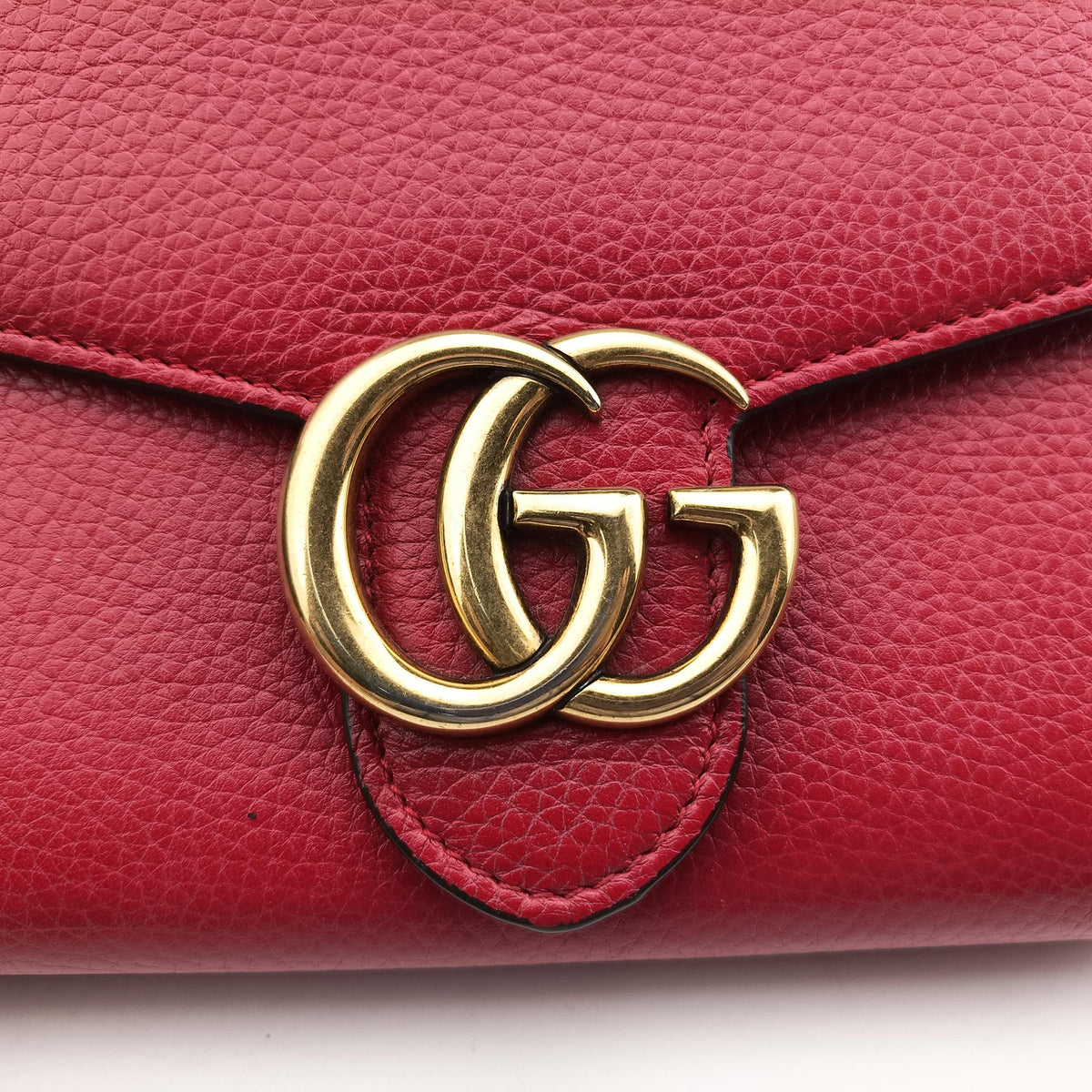 Pre-owned Gucci GG Marmont Red Leather 401232 shoulderbag | stylenewstar