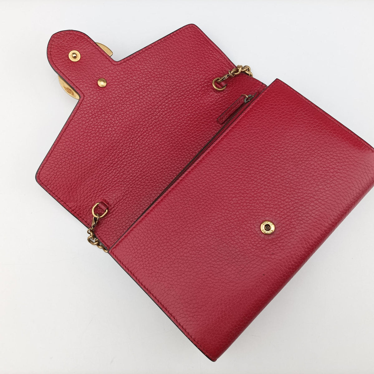 Pre-owned Gucci GG Marmont Red Leather 401232 shoulderbag | stylenewstar