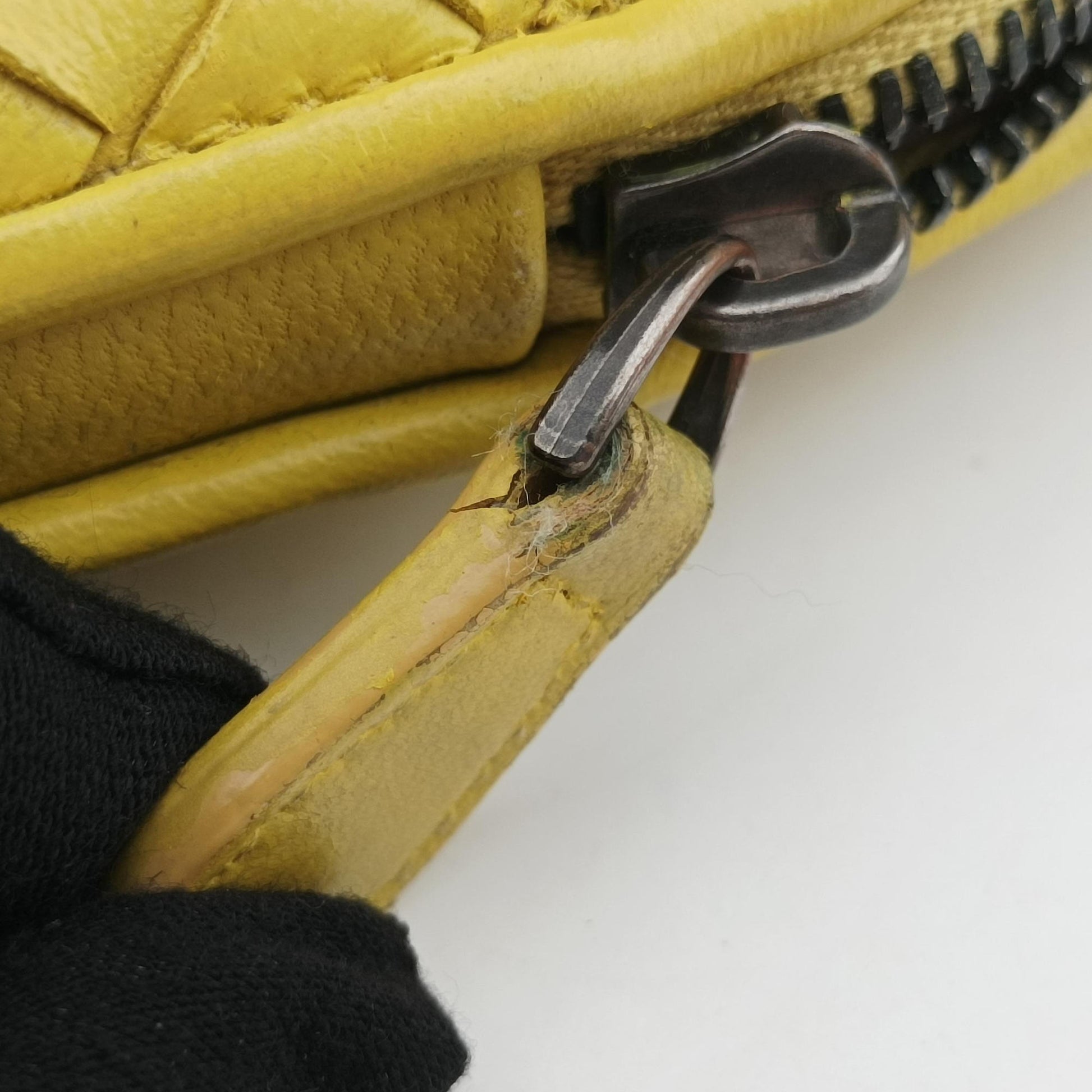 NODINI Intrecciato Yellow lambskin B01544145Jノディーニ イントレチャート イエロー ラムスキン B01544145J