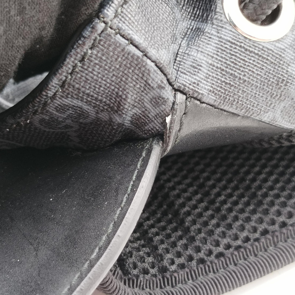 GG Supreme Black x Gray PVC coated canvas×leather 495563 C028223256GGスプリーム ブラック×グレー PVCコーティングキャンバス×レザー 495563 C028223256