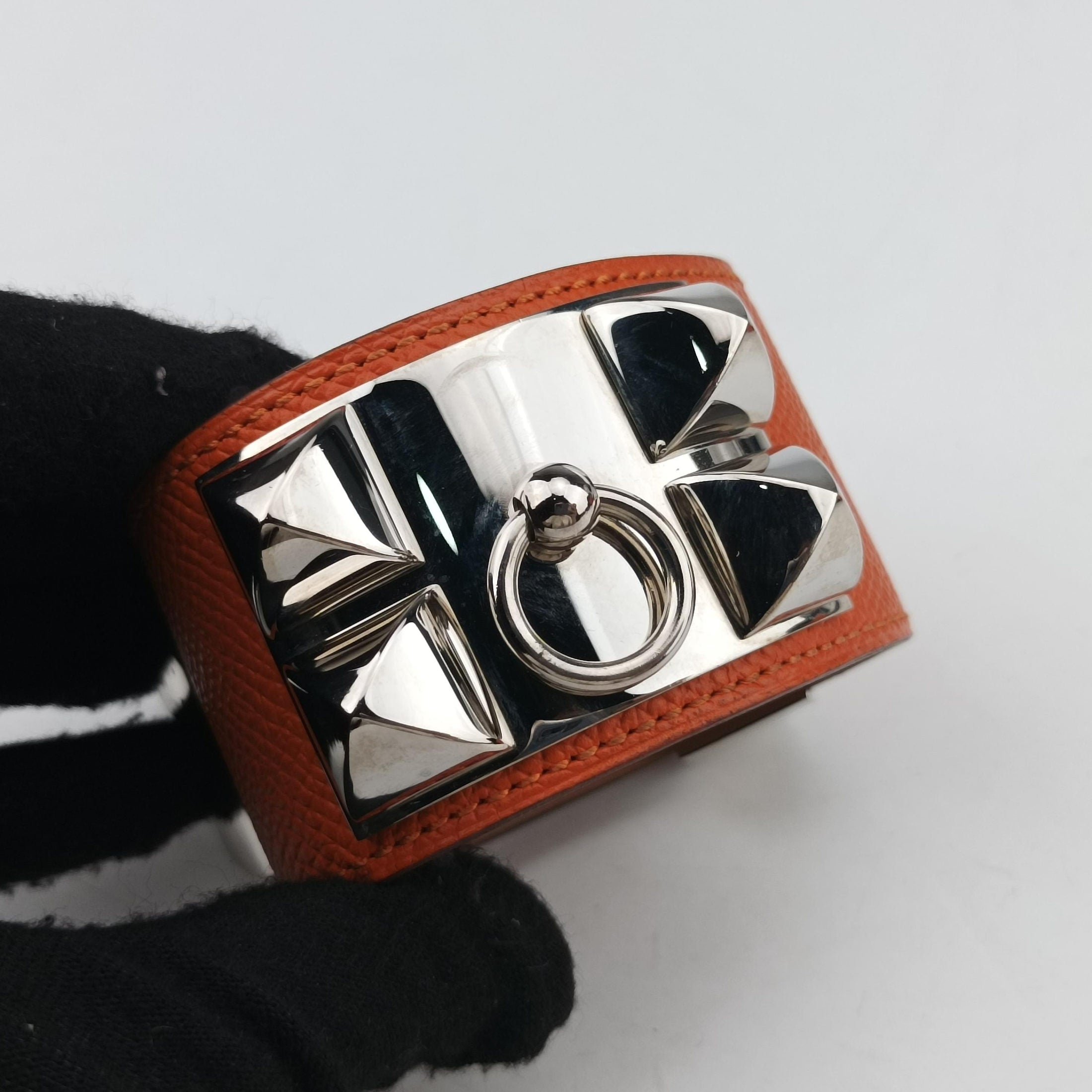 Collier de chien Orange×silver Leather×GP S ▢R SIコリエ ド シアン オレンジ×シルバー レザー×GP S ▢R SI