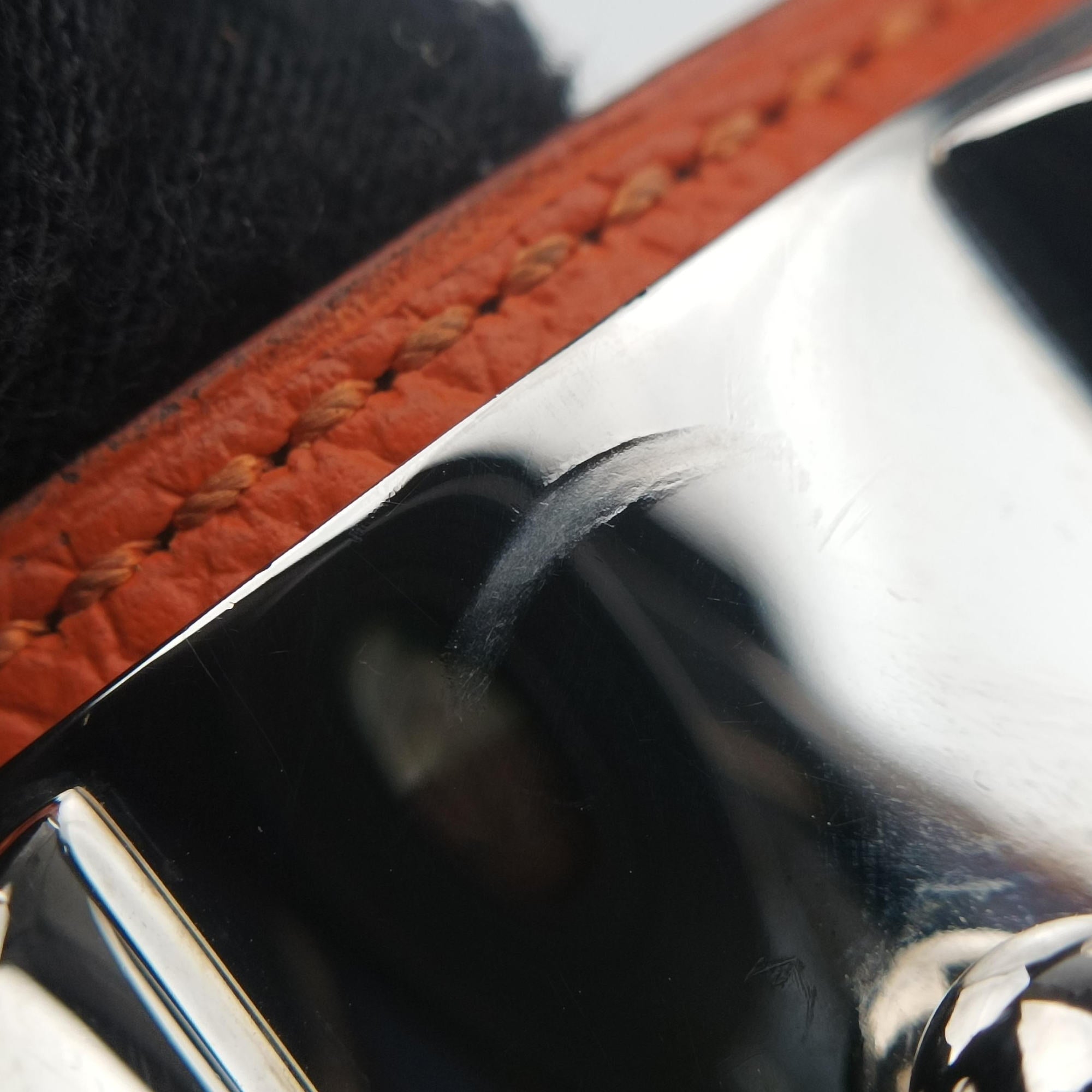 Collier de chien Orange×silver Leather×GP S ▢R SIコリエ ド シアン オレンジ×シルバー レザー×GP S ▢R SI