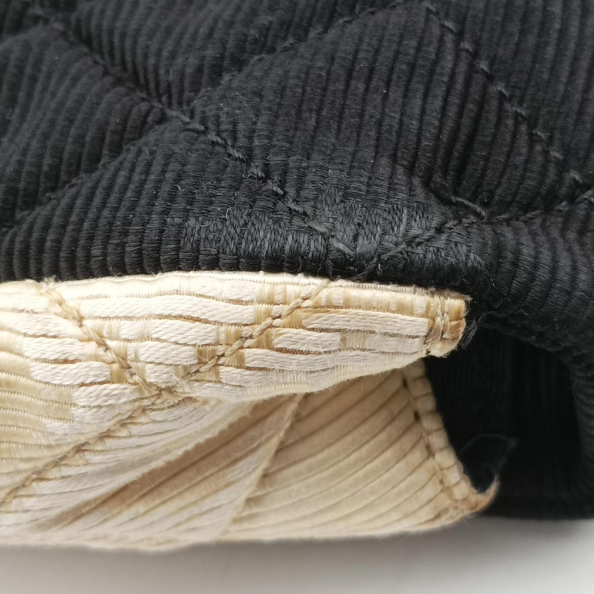 Secondhand Chanel Matelasse 2.55 Black × Beige Fabric A46019 shoulderbag | stylenewstar