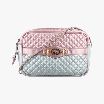 Pre-owned Gucci Trapuntata Camera Zumi pink×green×multi Leather 541061 shoulderbag | stylenewstar