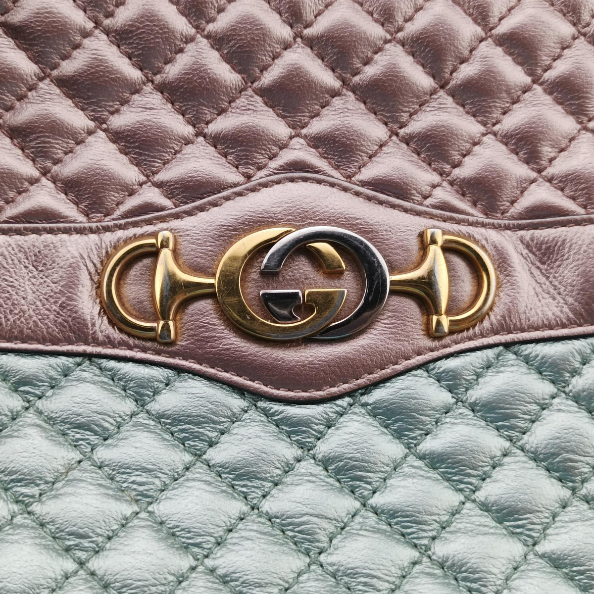 Pre-owned Gucci Trapuntata Camera Zumi pink×green×multi Leather 541061 shoulderbag | stylenewstar